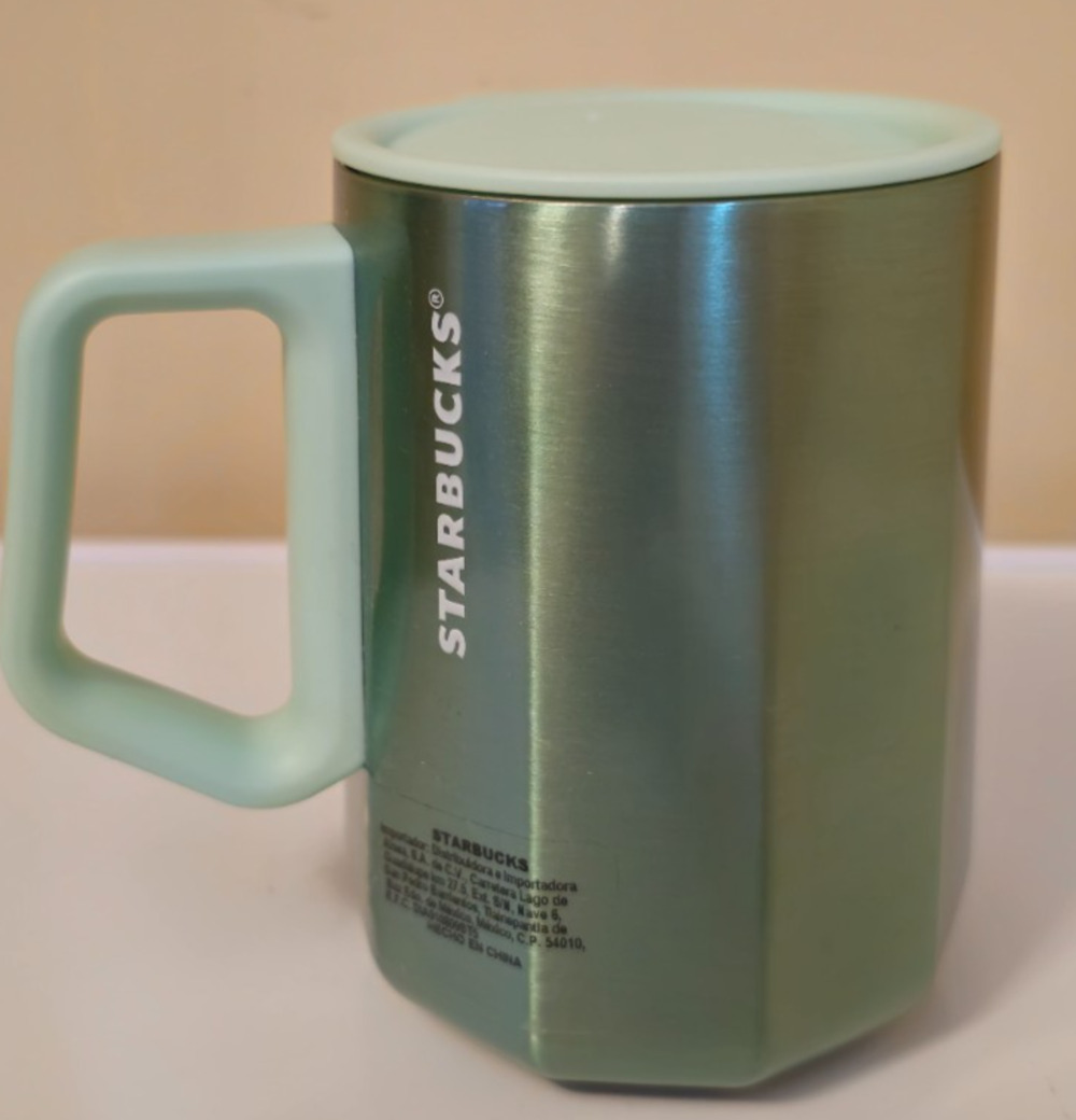 Starbucks Mint Green Beveled Stainless Steel Travel Mug 12oz LATAM limited